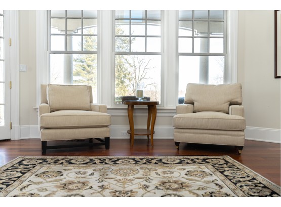 Perfectly Coordinating Upholstered Club Chairs - A Pair ( One Kravet Furniture )