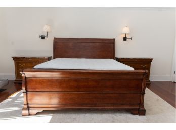 Empire Style King Size Sleigh Bed & Charles P. Rogers Mattress (Like New)
