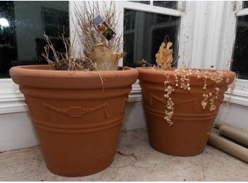Resin Terracotta Planter Pots - A Pair