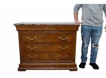 Gorgeous Henredon Charles X Collection Burl Wood Commode Chest Of Drawers With  Marble Top (1 Of 2)