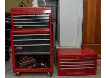 Craftsman Red Metal Rolling Tool Chest & Tabletop Tool Box - Tools Included!