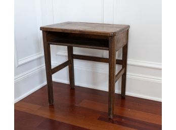 Vintage Wooden Student Desk With Open Book Box & Pencil Slot