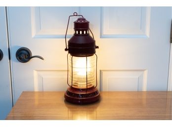 Vintage Style Metal And Glass Lantern Desk Lamp