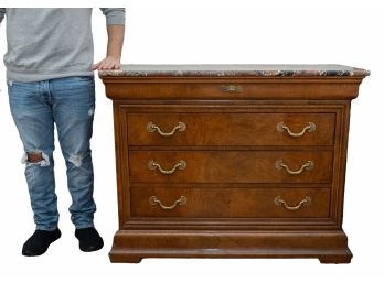 Gorgeous Henredon Charles X Collection Burl Wood Commode Chest Of Drawers With  Marble Top (2 Of 2)