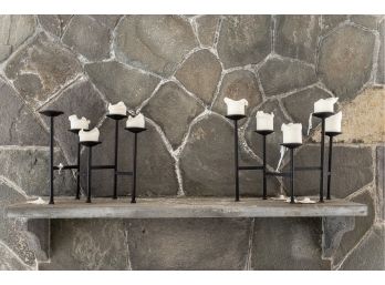 5-pillar Iron Tabletop Candle Holders (Set Of 2)