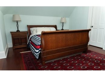 Wooden Sleigh Bed  - Queen Size