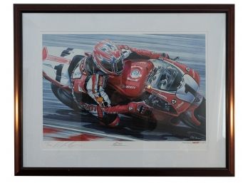 Limited Edition Ducati Racing Print By Art Lee Bivens 429/996 - Framed