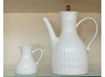 Ernest Sohn Creations Doric Pattern Ceramic Coffee Pot And Creamer