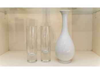 Limoges France Vase And Two Glass Vases