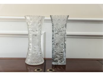 Two Fabulous Antique Cut Crystal Vases