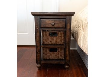 Casual Accent End Table With 2 Baskets & 1 Drawer