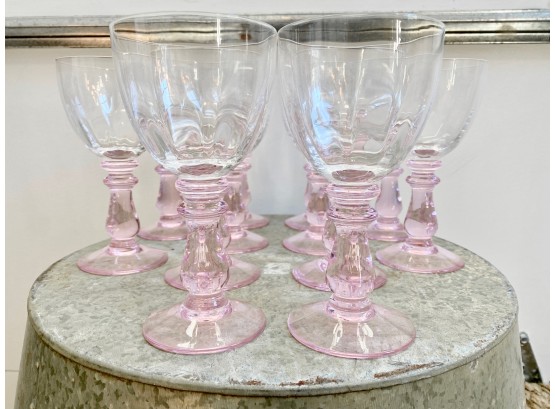 Beautiful Glassware Set With Pale Pink Stems