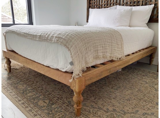 Anthropologie Full Size Platform Style Bed Frame With Turned Legs