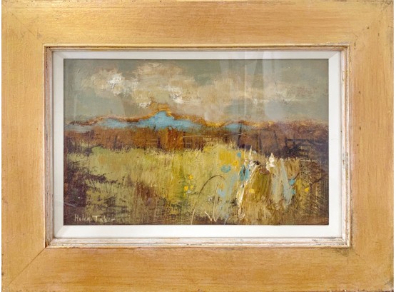 Original Painting By Artist Helen Tabor 'low Hills And Field Gate'