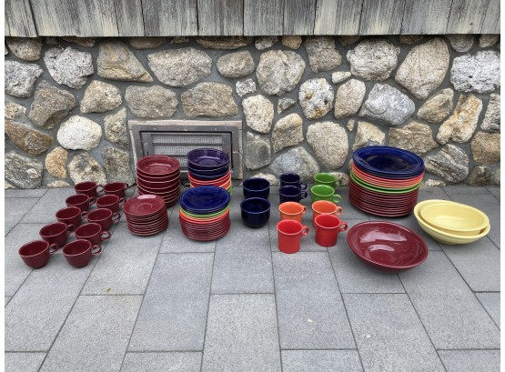 Large Bundle Of Colorful Glazed Ceramic Fiestaware