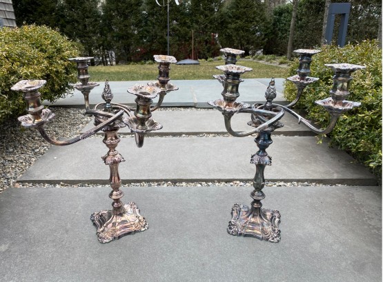 Large Pair Of Convertible Candelabras, Marked