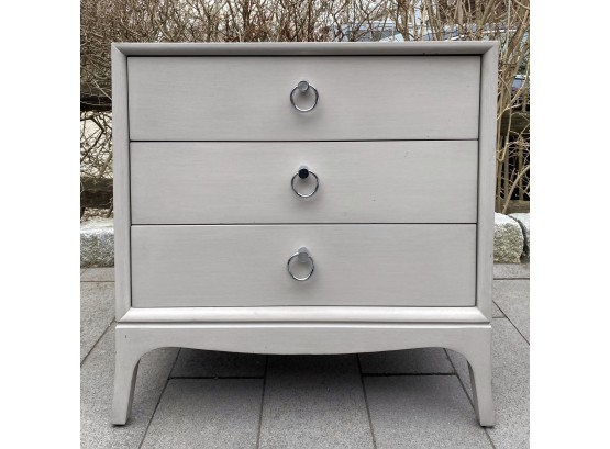Mid-century Inspired 3 Drawer Nightstand In Pale Gray Finish