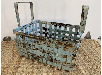 Rustic Distressed Woven Metal Basket