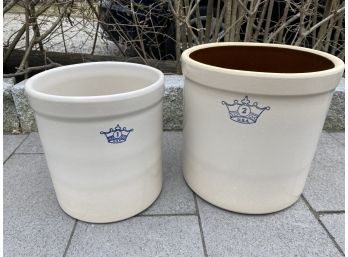 Pair Of Stoneware Planter Crocks