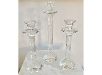 Trio Of Cut Crystal Candle Holders