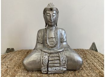 Silver Painted Wooden Buddha Statue