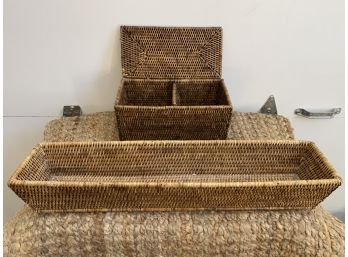 Pair Of Rattan Woven Baskets
