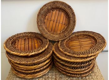 Set Of 16 Rattan Woven Charger Plates