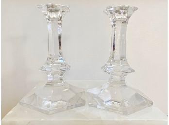 Val Saint Lambert Cut Crystal Candle Holders
