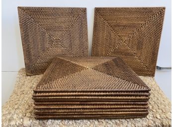 Set Of 12 Square Rattan Woven Placemats