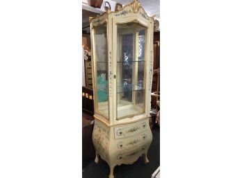 French Style Floral Painted Bombay Bottom Display Case