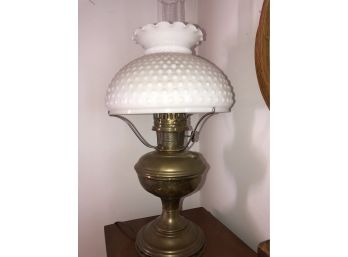 Vintage White Milk Glass Lamp Brass Base