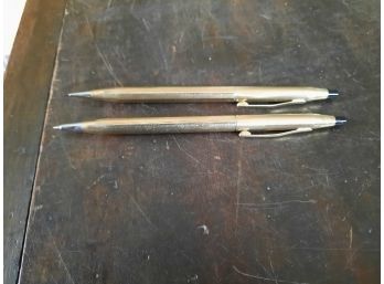 Vintage CROSS Mechanical Pen & Pencil Set - 1/20 10KT Gold Filled  Both Work Fine But Will Need Ink And Lead.