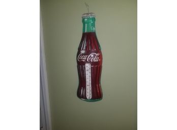 Vintage Tin Litho Coca Cola Thermometer In Excellent Working Condition. Measures 16 Tall.