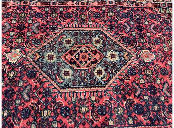 Handhooked Rug, Red And Blue: Antique