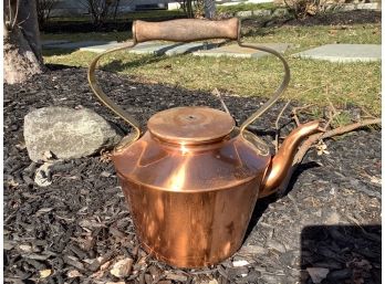 Copper Teapot With Wooden Handle