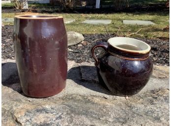 Antique Brown Ceramic Container