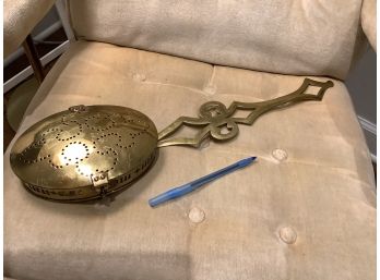 Antique Bed Warmer In Brass, Gorgeous Detailing