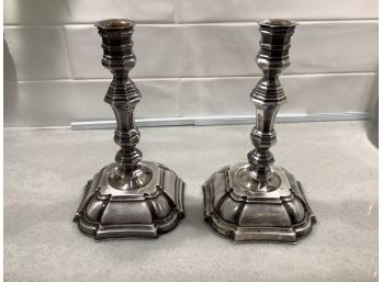Silver Plated Candlesticks, A Pair