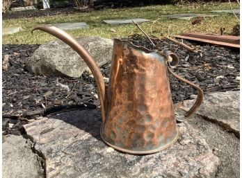 Gregorian Copper 1900s  Arts And Crafts Style 98 Hand Hammered  Crown Pitcher, Long Spout
