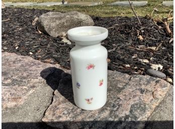 Bavarian Antique Small Vase: Floral With White Background, German