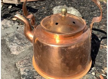 Copper Tea Kettle With Handle And Holes In Lid
