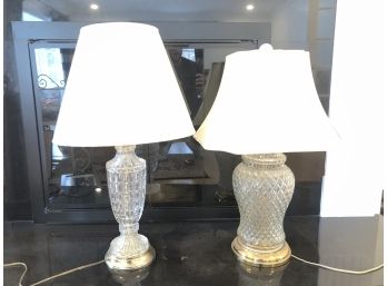 Gorgeous Two Cut Glass Lamps With Metal Base