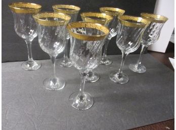 Set Pf  8 Crystal Wine Glasses