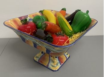 Beautiful Vintage Glass Fruit Display Bowl