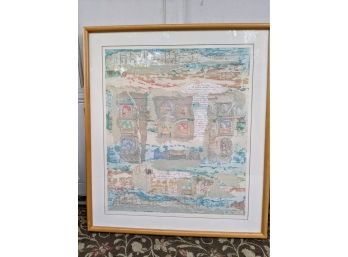 Signed And Numbered Lithograph In Rich Pastels A Mixed Media Collage By Danielle Desplan