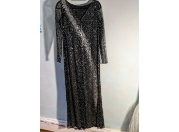 Elegant Sequined Black & Silver Evening Gown By Escada - It Glitters In All The Right Places!