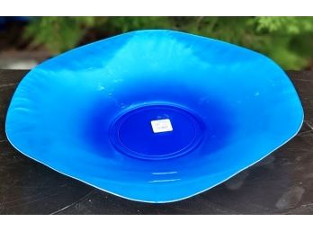 One More Iridescent Blue Glass Bowl  With Wavy Edges From Pier 1