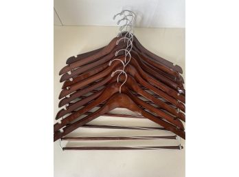 Set Of 20 Wooden Handers - 10 Pants, 10 Clip Hangers