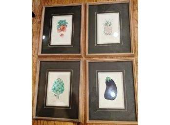 4 Vegetable Watercolors Numbered And Signed By Artist - Nicely Framed  Looks Great In A Kitchen!!