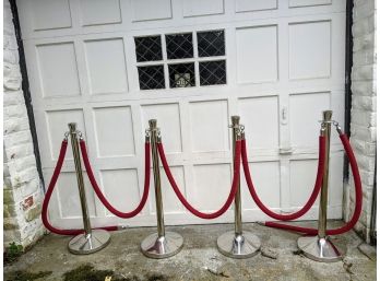 4 Stantions And 6 Red Velvet  Ropes In Excellent Condition!
